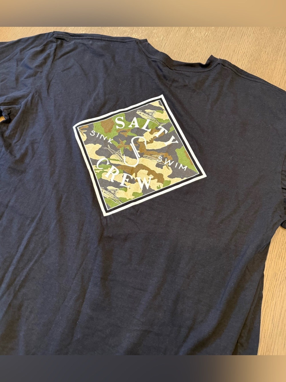 2XL Salty Crew Sink Swim T-Shirt Mens Black Short Sleeve Camouflage Camo Cotton